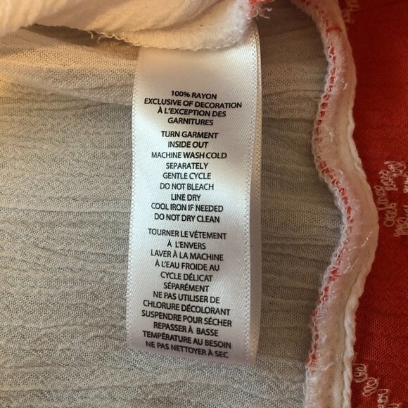 BEACHLUNCHLOUNGE Boho Top Women's Size Large White Orange Beachwear Gauzy - Picture 5 of 9